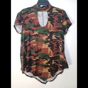 Women's Camouflage Short Sleeve Blouse